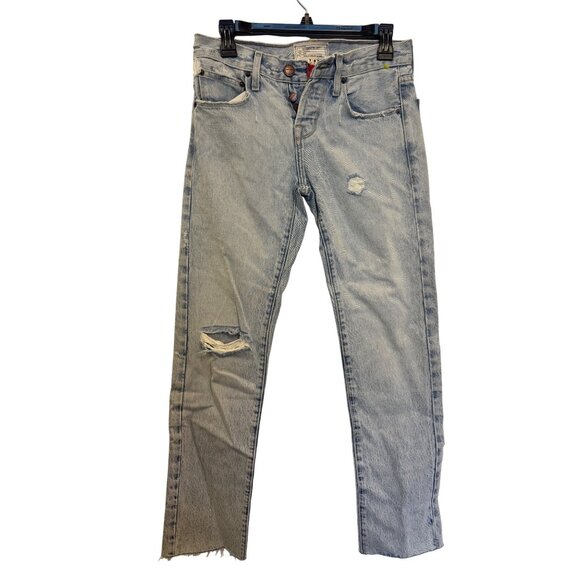 Current/Elliott Denim - Current/Elliott Womens Distressed Jeans Size 23 Light Wash Mulholland Destroy St